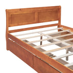 Lit double plateforme en bois avec 4 tiroirs Chêne / Blanc / Gris / Espresso, Pour 1
