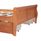 Lit double plateforme en bois avec 4 tiroirs Chêne / Blanc / Gris / Espresso, Pour 1