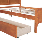 Lit double plateforme en bois avec 4 tiroirs Chêne / Blanc / Gris / Espresso, Pour 1