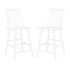 Tabouret de comptoir de ferme à dossier fuseau, noir/blanc/gris/naturel, lot de 2