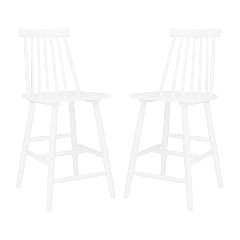 Tabouret de comptoir de ferme à dossier fuseau, noir/blanc/gris/naturel, lot de 2