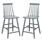 Tabouret de comptoir de ferme à dossier fuseau, noir/blanc/gris/naturel, lot de 2