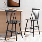Tabouret de comptoir de ferme à dossier fuseau, noir/blanc/gris/naturel, lot de 2