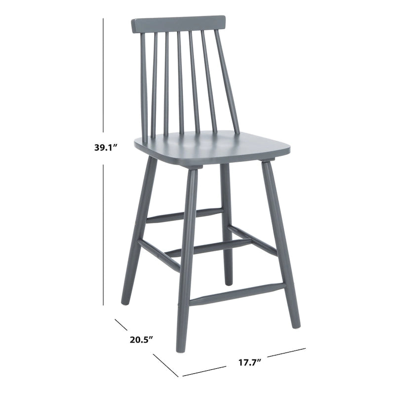 Tabouret de comptoir de ferme à dossier fuseau, noir/blanc/gris/naturel, lot de 2