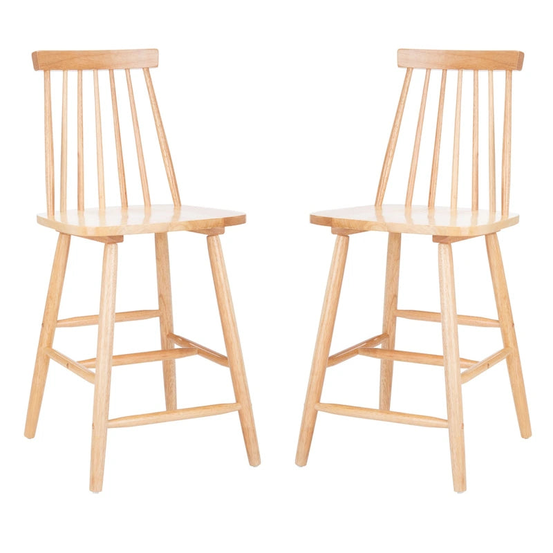 Tabouret de comptoir de ferme à dossier fuseau, noir/blanc/gris/naturel, lot de 2
