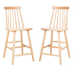 Tabouret de comptoir de ferme à dossier fuseau, noir/blanc/gris/naturel, lot de 2