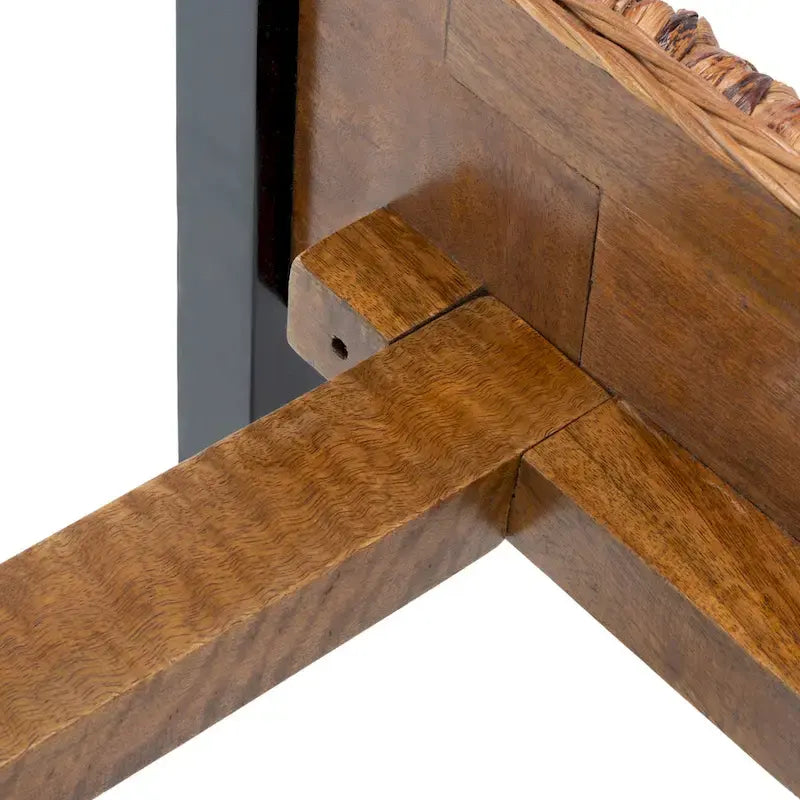 Structure de lit en rotin tressé Naturel/Espresso et Marron/Espresso – Grand lit (Full/Queen), 1 personne