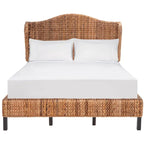 Structure de lit en rotin tressé Naturel/Espresso et Marron/Espresso – Grand lit (Full/Queen), 1 personne