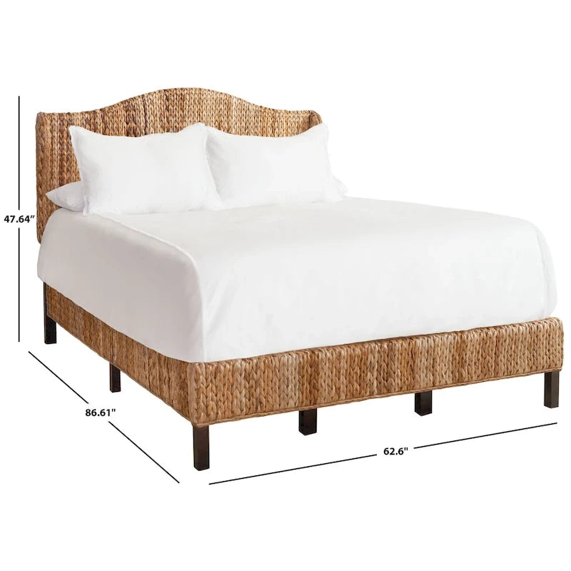 Structure de lit en rotin tressé Naturel/Espresso et Marron/Espresso – Grand lit (Full/Queen), 1 personne