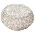Pouf ottoman tricoté câble gris, moyen, 1 personne