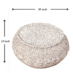 Pouf ottoman tricoté câble gris, moyen, 1 personne
