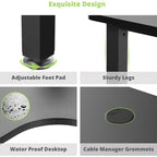 Bureau d'angle en L noir avec tapis de souris, pour une personne