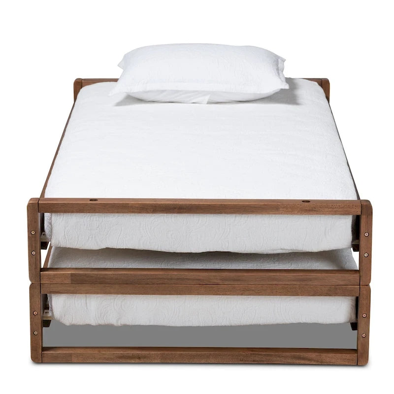 Cadre de lit extensible moderne en noyer, une place ou deux