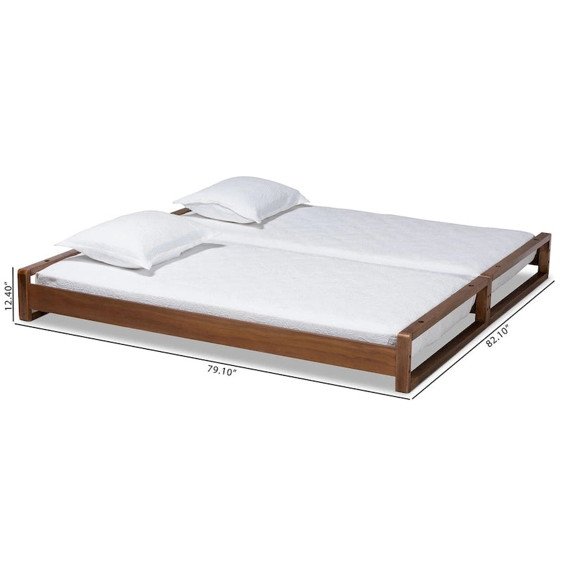 Cadre de lit extensible moderne en noyer, une place ou deux
