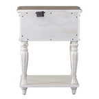 Table de chevet à pied traditionnel antique blanc, simple