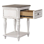 Table de chevet à pied traditionnel antique blanc, simple