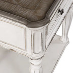 Table de chevet à pied traditionnel antique blanc, simple