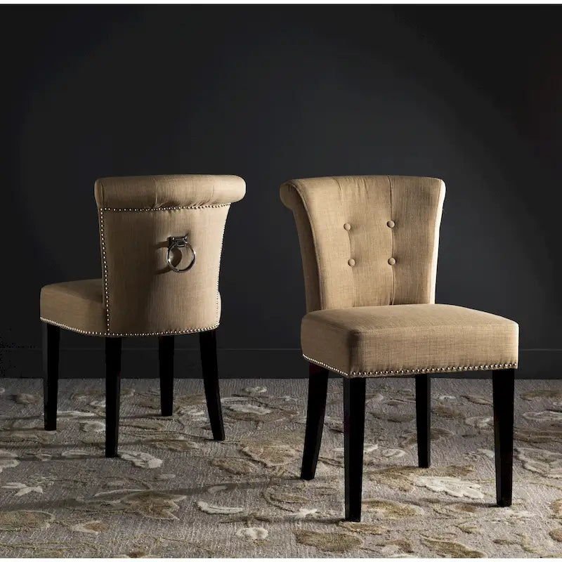 Chaise de salle à manger, Beige/Brun antique/Taupe/Gris/Gris huître, Rembourrée, Lot de 2