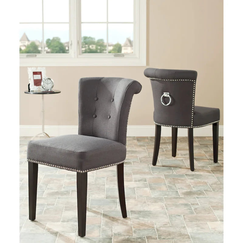 Chaise de salle à manger, Beige/Brun antique/Taupe/Gris/Gris huître, Rembourrée, Lot de 2