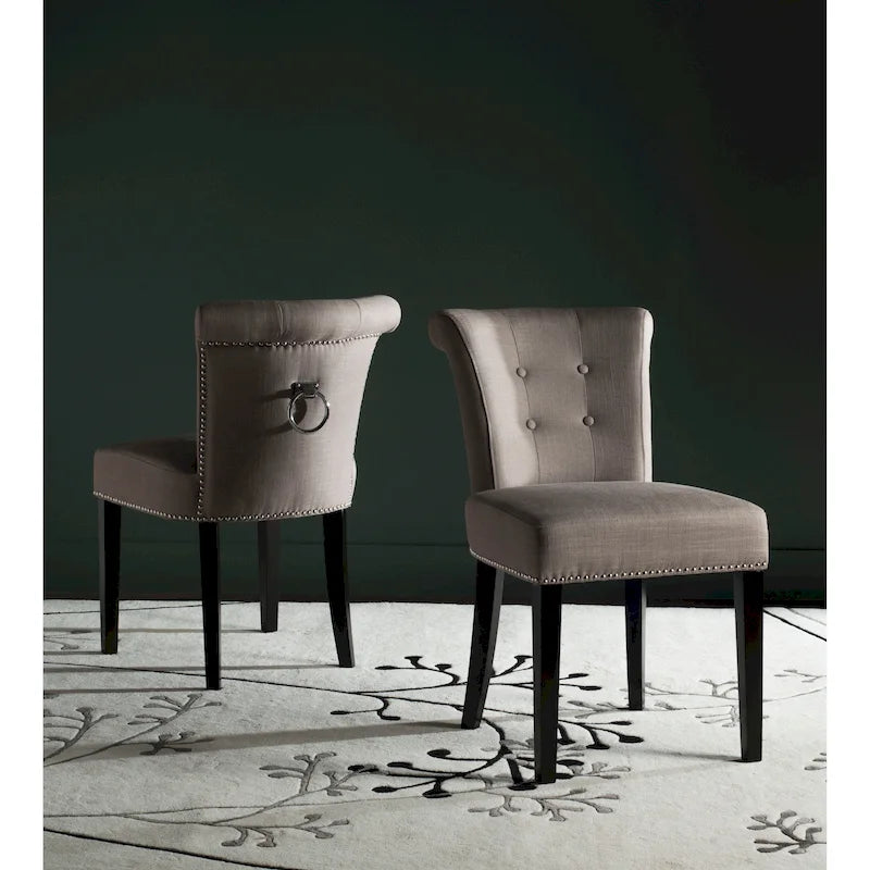Chaise de salle à manger, Beige/Brun antique/Taupe/Gris/Gris huître, Rembourrée, Lot de 2