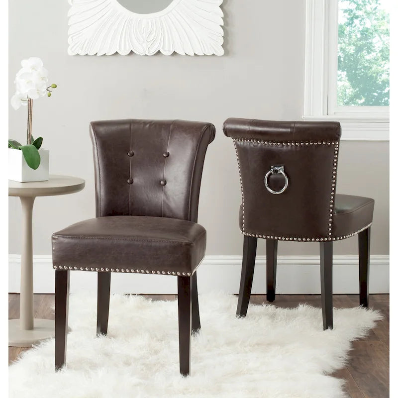 Chaise de salle à manger, Beige/Brun antique/Taupe/Gris/Gris huître, Rembourrée, Lot de 2