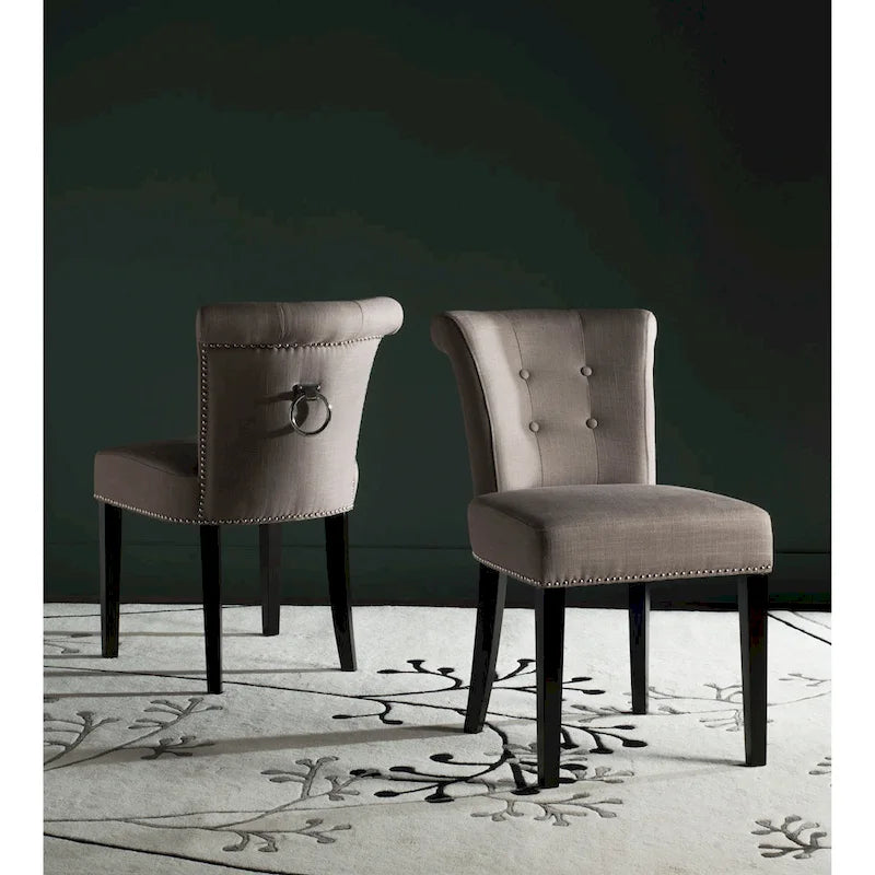 Chaise de salle à manger, Beige/Brun antique/Taupe/Gris/Gris huître, Rembourrée, Lot de 2