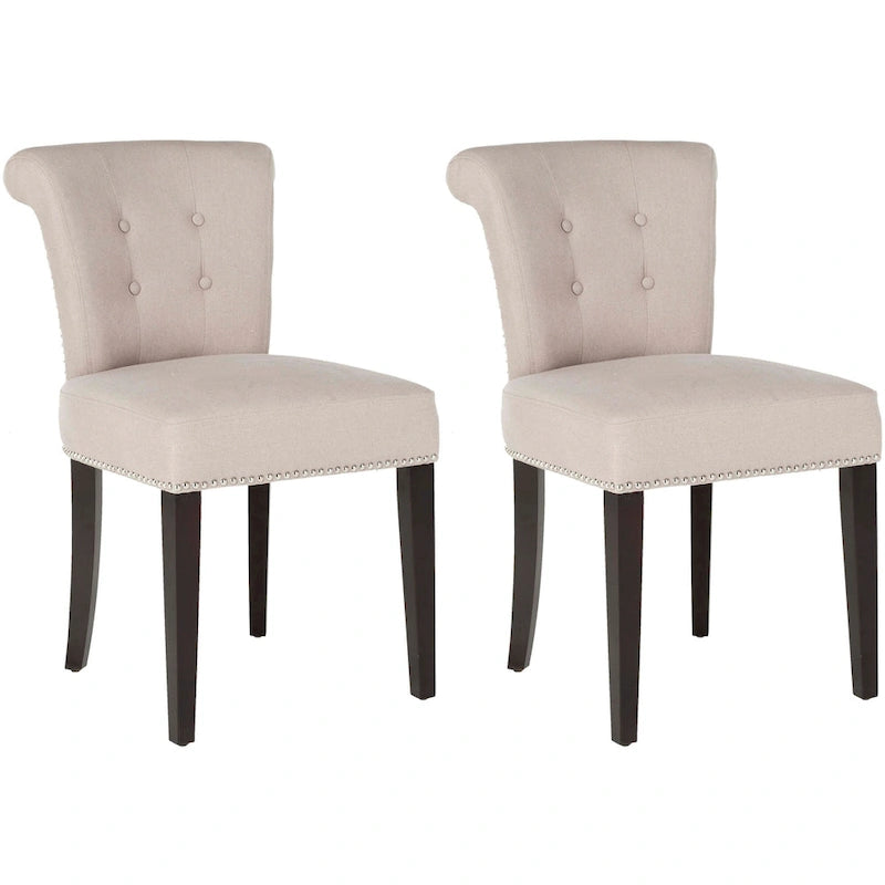 Chaise de salle à manger, Beige/Brun antique/Taupe/Gris/Gris huître, Rembourrée, Lot de 2