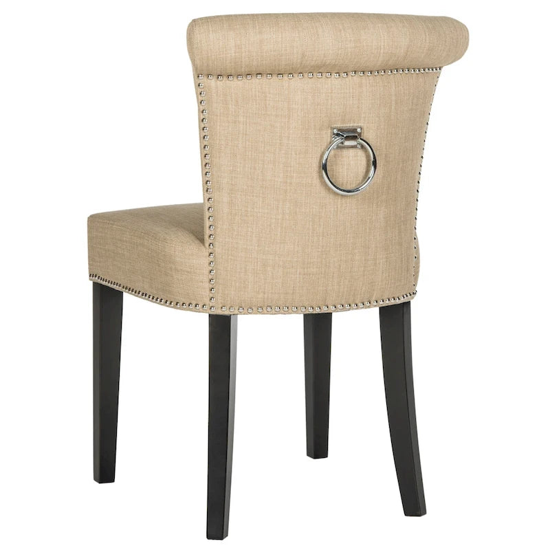 Chaise de salle à manger, Beige/Brun antique/Taupe/Gris/Gris huître, Rembourrée, Lot de 2