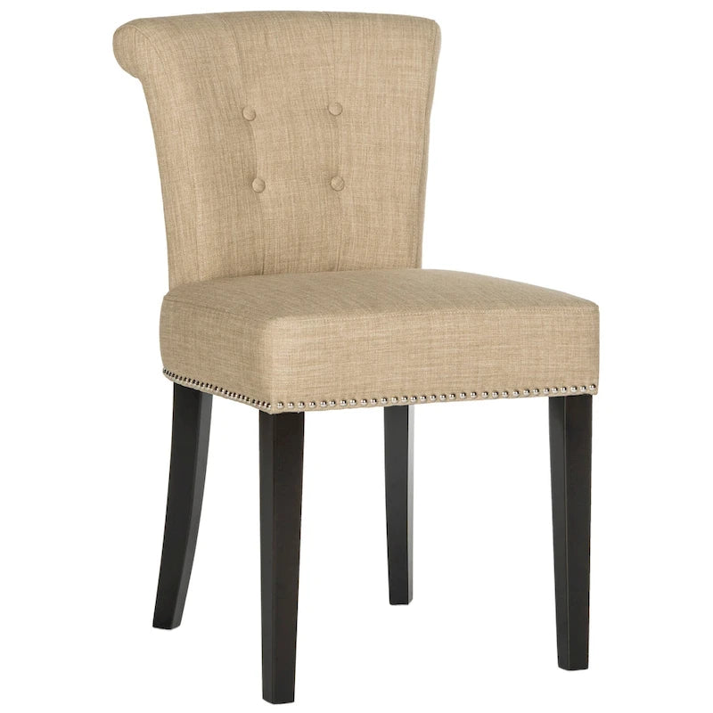 Chaise de salle à manger, Beige/Brun antique/Taupe/Gris/Gris huître, Rembourrée, Lot de 2