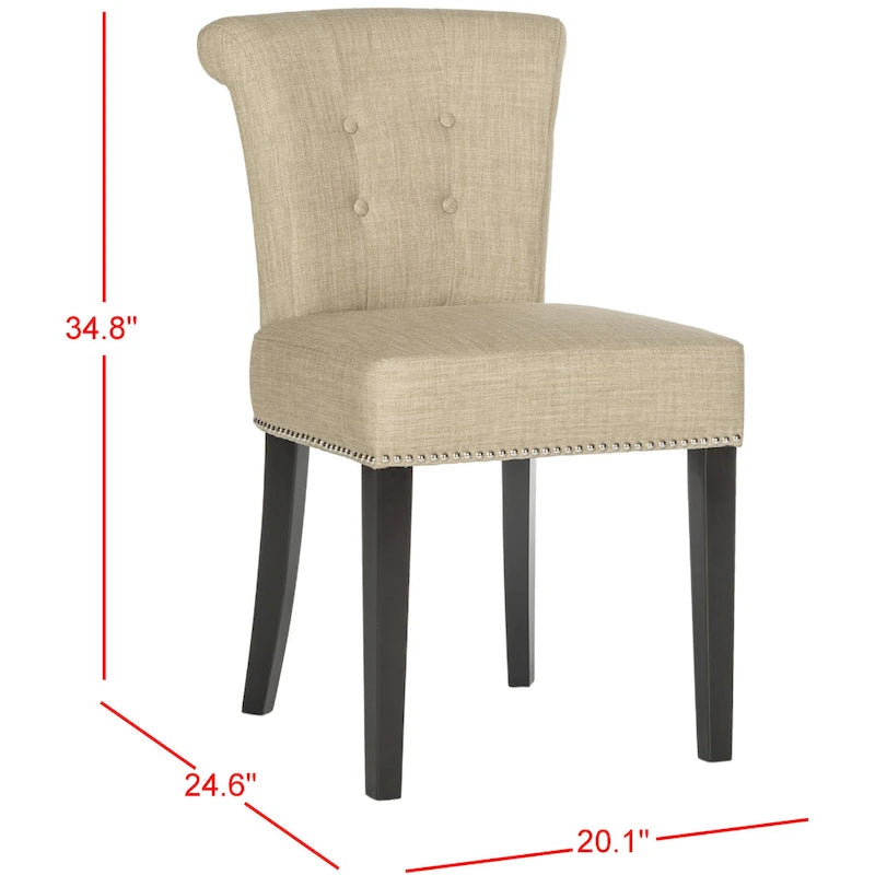Chaise de salle à manger, Beige/Brun antique/Taupe/Gris/Gris huître, Rembourrée, Lot de 2