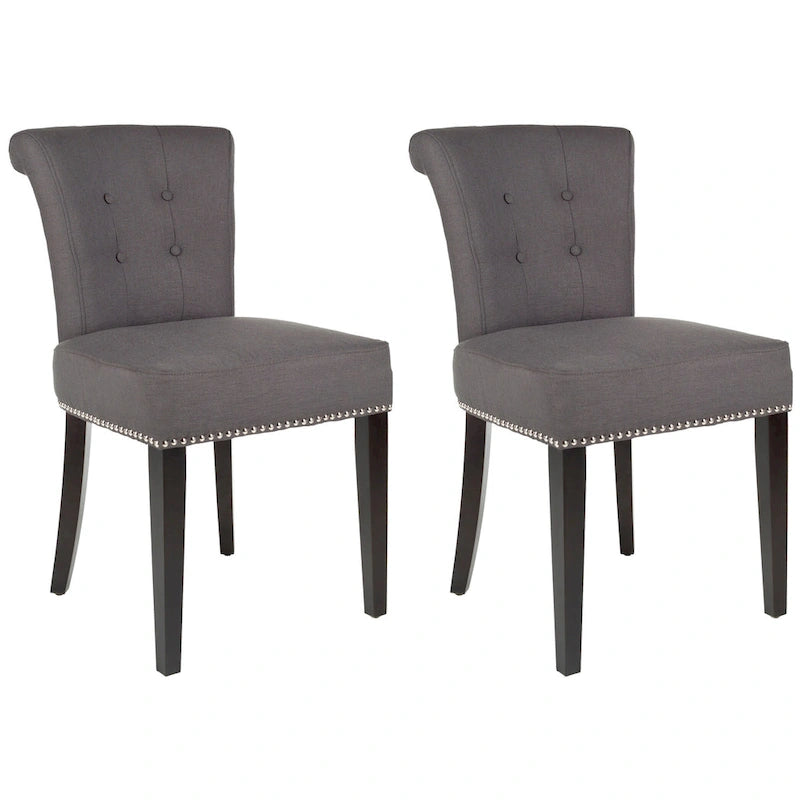 Chaise de salle à manger, Beige/Brun antique/Taupe/Gris/Gris huître, Rembourrée, Lot de 2