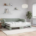 Lit de repos gris clair en velours avec lit gigogne, 2 places