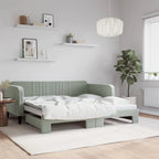 Lit de repos gris clair en velours avec lit gigogne, 2 places
