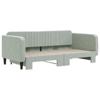 Lit de repos gris clair en velours avec lit gigogne, 2 places