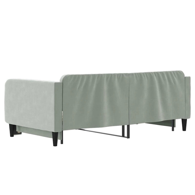 Lit de repos gris clair en velours avec lit gigogne, 2 places