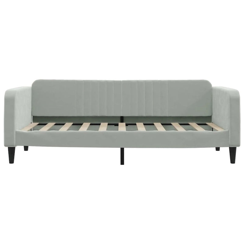 Lit de repos gris clair en velours avec lit gigogne, 2 places