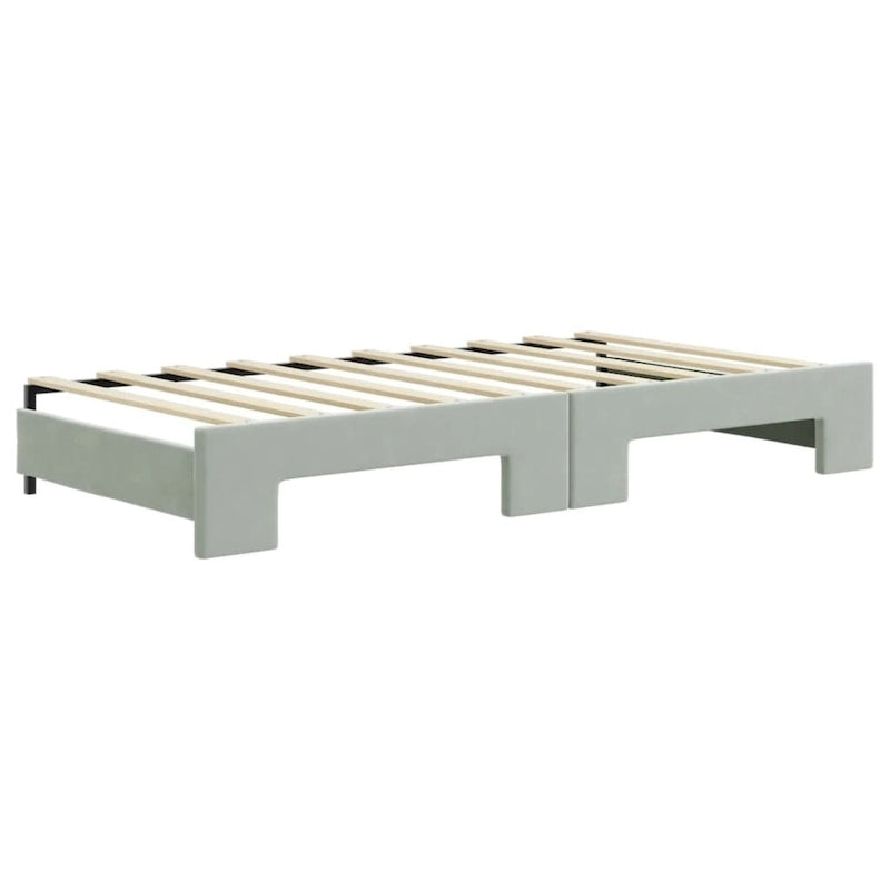 Lit de repos gris clair en velours avec lit gigogne, 2 places