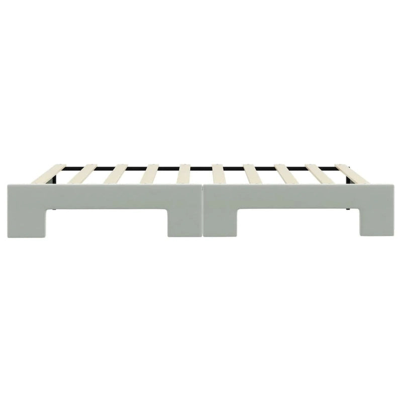 Lit de repos gris clair en velours avec lit gigogne, 2 places