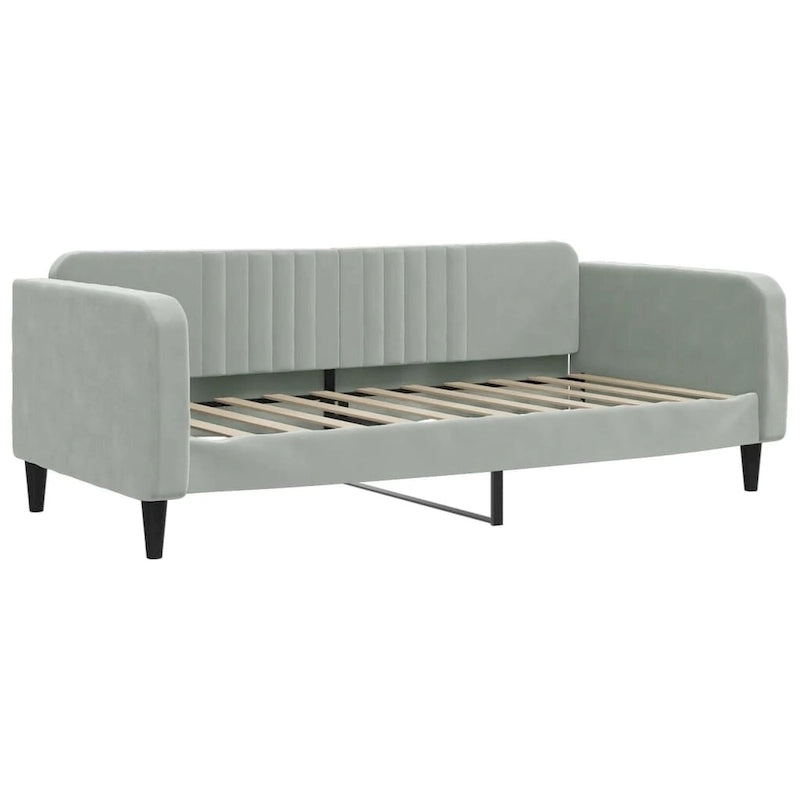 Lit de repos gris clair en velours avec lit gigogne, 2 places