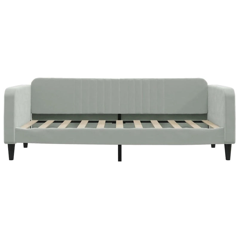 Lit de repos gris clair en velours avec lit gigogne, 2 places