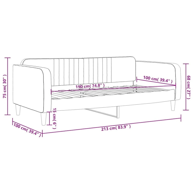Lit de repos gris clair en velours avec lit gigogne, 2 places
