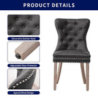 Chaise de salle à manger à dossier haut en similicuir, marron/gris, lot de 2