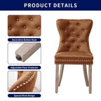 Chaise de salle à manger à dossier haut en similicuir, marron/gris, lot de 2