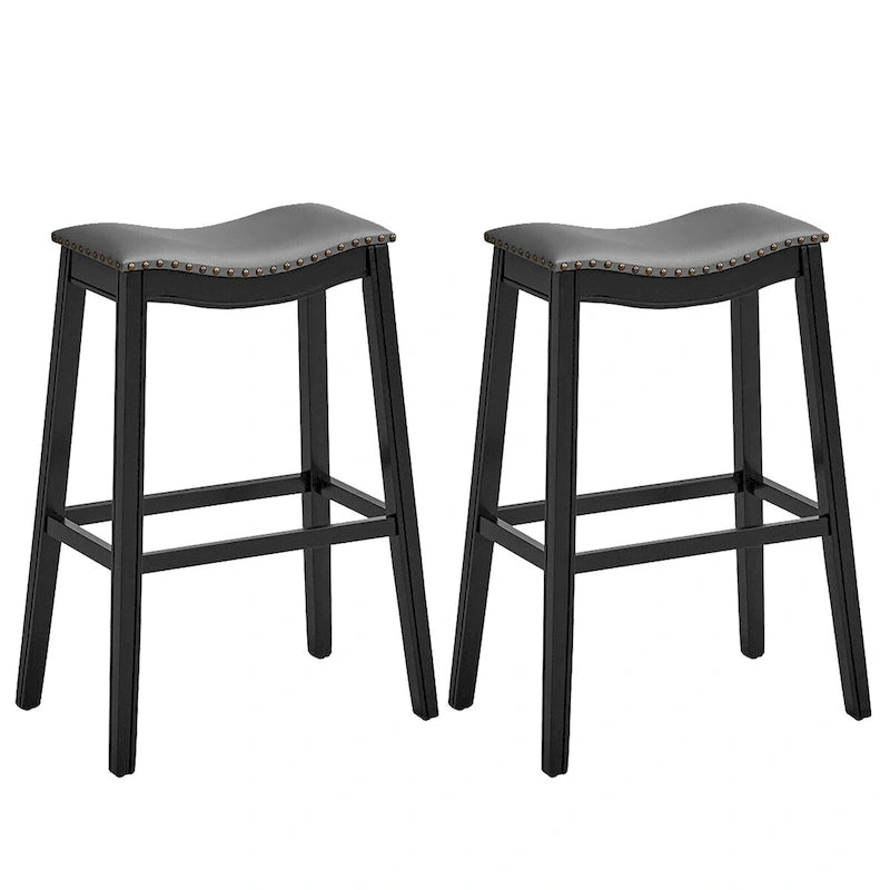 Gymax Lot de 2 tabourets de bar selle chaises de cuisine hauteur bar avec caoutchouc