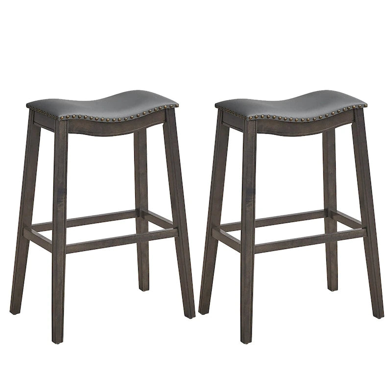 Gymax Lot de 2 tabourets de bar selle chaises de cuisine hauteur bar avec caoutchouc