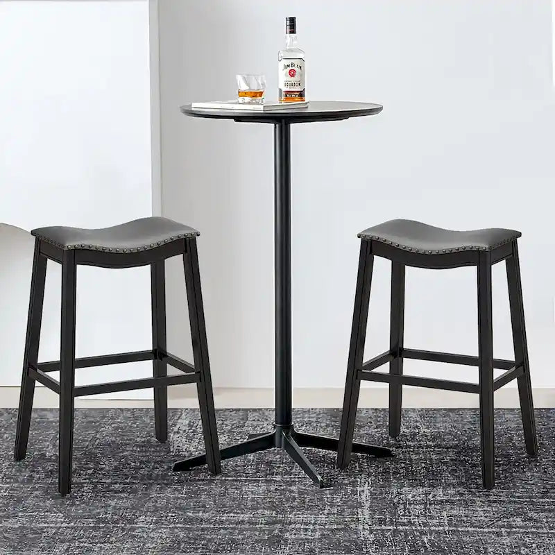 Gymax Lot de 2 tabourets de bar selle chaises de cuisine hauteur bar avec caoutchouc