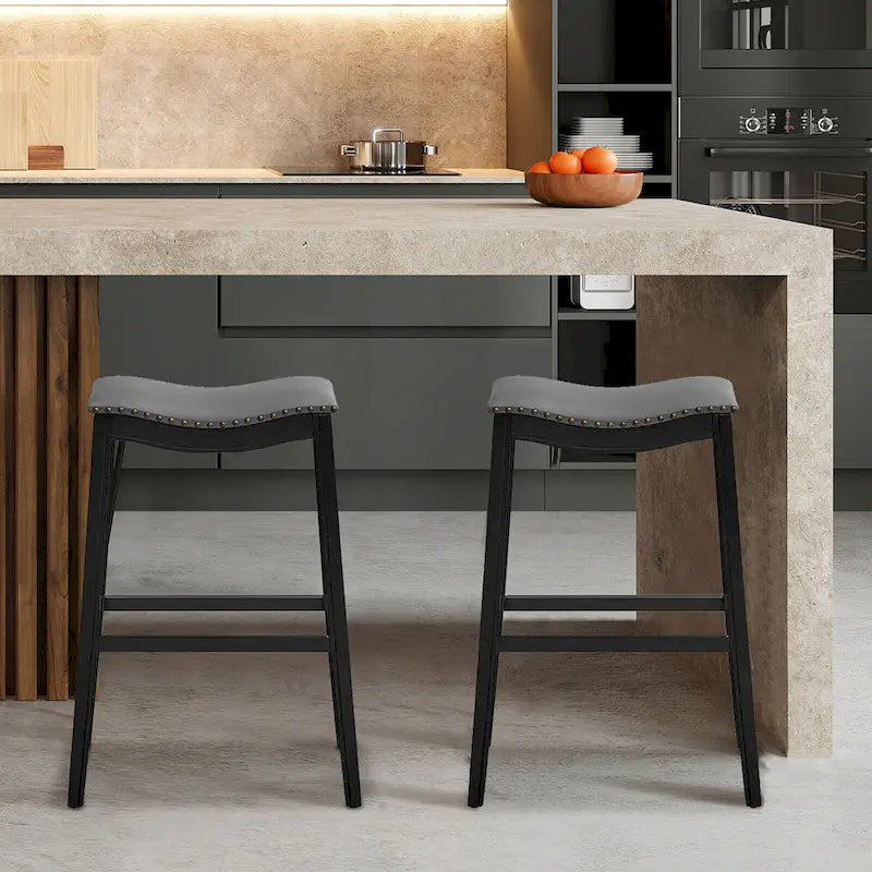 Gymax Lot de 2 tabourets de bar selle chaises de cuisine hauteur bar avec caoutchouc