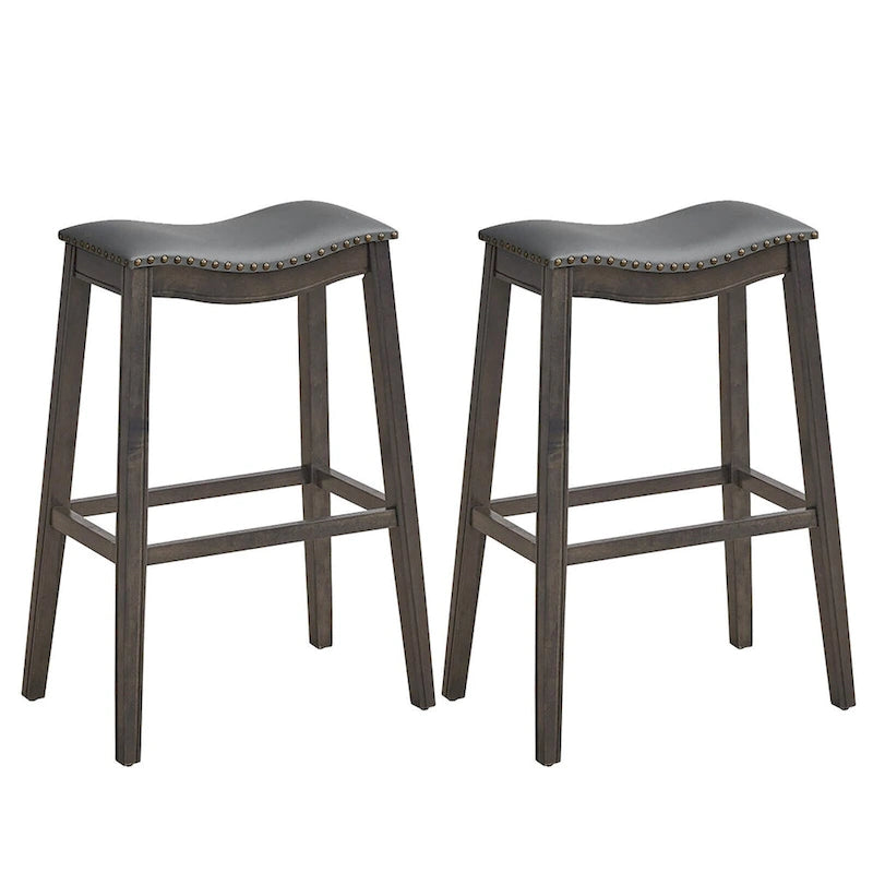 Gymax Lot de 2 tabourets de bar selle chaises de cuisine hauteur bar avec caoutchouc