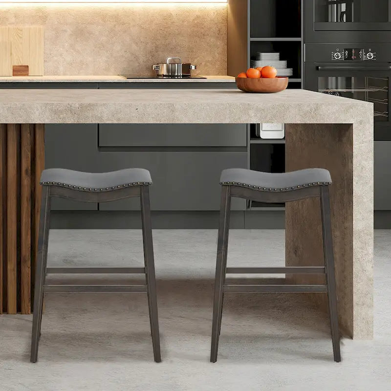 Gymax Lot de 2 tabourets de bar selle chaises de cuisine hauteur bar avec caoutchouc