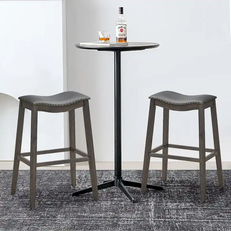 Gymax Lot de 2 tabourets de bar selle chaises de cuisine hauteur bar avec caoutchouc